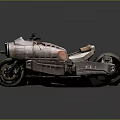 Vintage Industrial Custom Motorcycle With Metallic Body Leather Seat And Retro Design