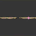 Golden Twisted Hoop Earrings With Pink Gemstone For Daily Wear Accessories