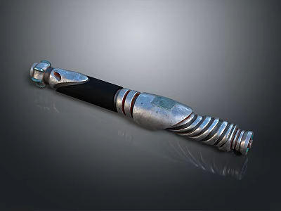 Silver And Black Metallic Weapon With Spiral Hilt Design And Reflective Surface 3d model