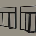 Black Casement Windows Installed On Light Colored Wall For Interior Design 3d model
