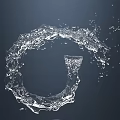 Water Splash Forming Circular Letter G With Flowing Water Droplets