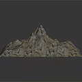 Square 3D Mountain Model With Rocky Surface Texture And Gray Brown Color