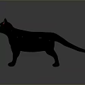 Black Cat with Green Eyes and Pink Ears in Stylized 3D Model Design