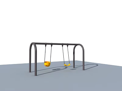 Outdoor Playground Swing Equipment With Yellow Seats And Black Metal Frame 3d model