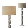 Stylish Floor Lamp With Twisted Stand And Beige Fabric Lampshade For Home Interior Design