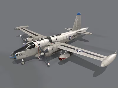 U.S. Navy Fighter Jet With Gray Body Propeller Engines And Stars On Wings 3d model