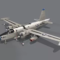 U.S. Navy Fighter Jet With Gray Body Propeller Engines And Stars On Wings