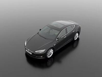 Black Tesla Sedan With Sleek Exterior Design Glass Roof And Silver Wheels 3d model