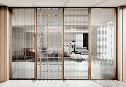 Modern Partition Glass Partition Glass Brick Screen Metal Screen 3d model