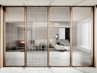 Modern Partition Glass Partition Glass Brick Screen Metal Screen 3d model