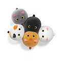 Cute Round Cat Plush Toys With Various Colors Yellow Eyes And Pink Ears