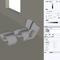 Gray Modern Single Sofa With Unique Curved Fabric Design For Living Room