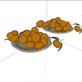 Fresh Ripe Oranges On Ceramic Plates With Green Leaves Scattered Around
