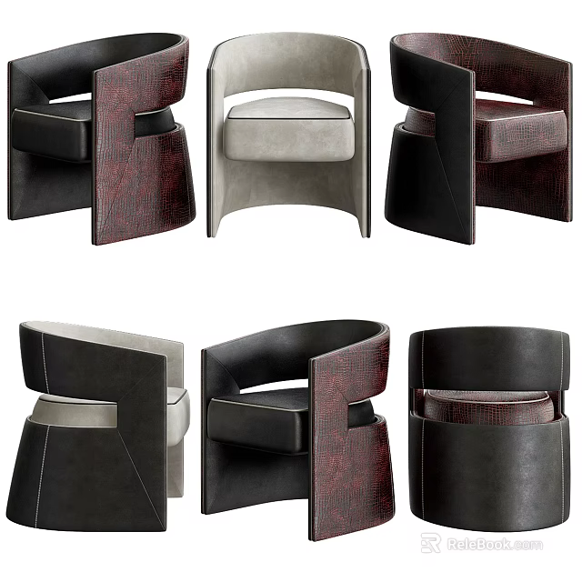 Various Modern Single Sofa Designs With Stylish Armrests And Different Upholstery Colors 3d model 
