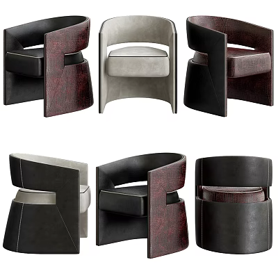 Various Modern Single Sofa Designs With Stylish Armrests And Different Upholstery Colors 3d model