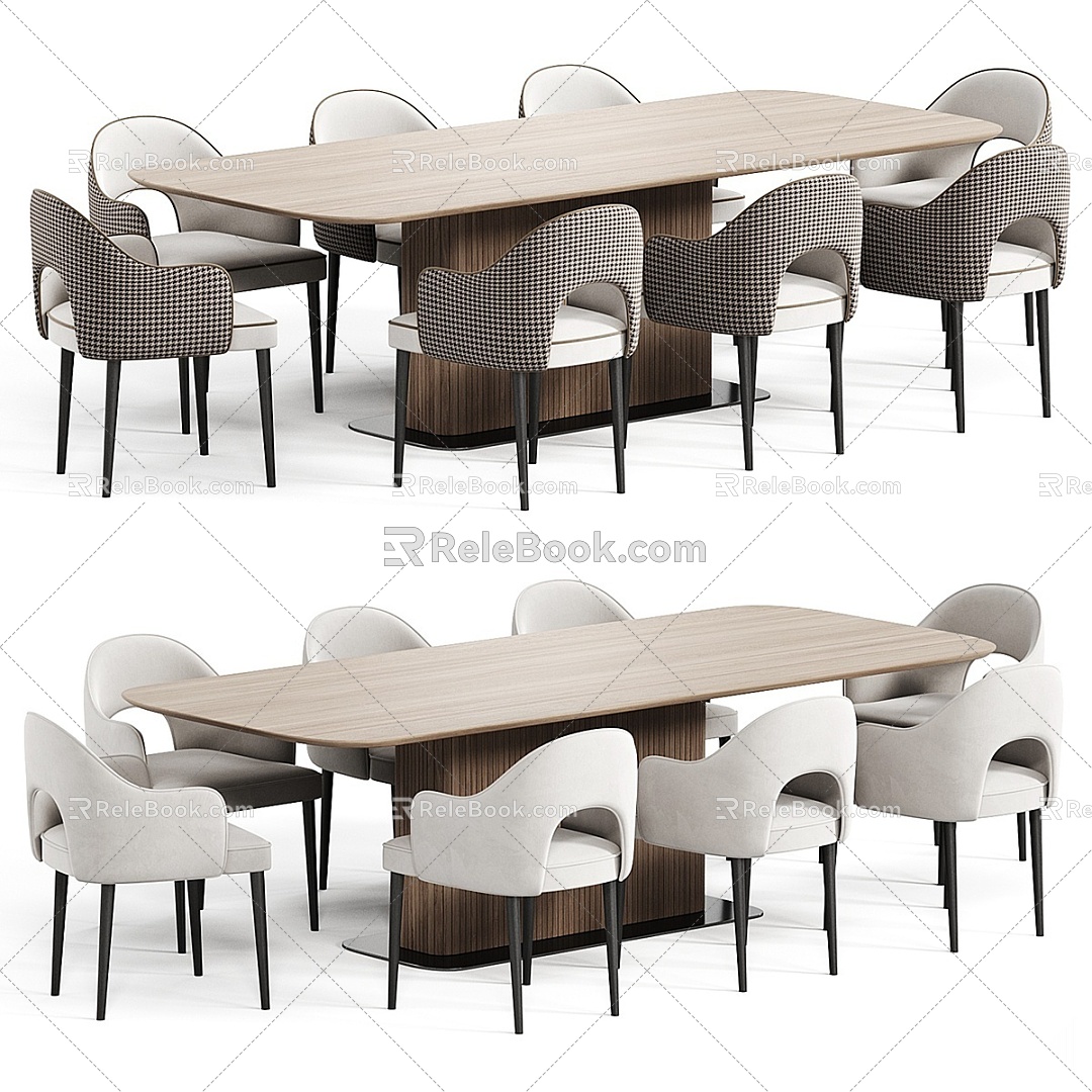 Dining table and chair combination 3d model