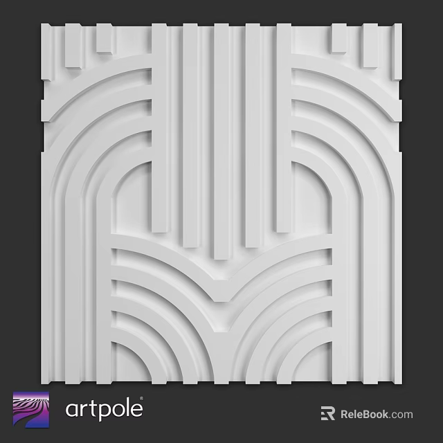 Modern White Wall Design With Geometric 3D Decorative Curved And Straight Lines 3d model 