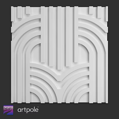 Modern White Wall Design With Geometric 3D Decorative Curved And Straight Lines 3d model