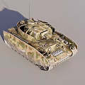 Military Tank With Camouflage Paint And Cannon