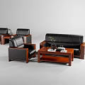 Modern Black Leather Sofa Coffee Table Set With Wooden Frame Side Tables Decorative Books