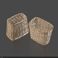 Rectangular Handwoven Wicker Storage Baskets for Home Organizing and Decor 3d model