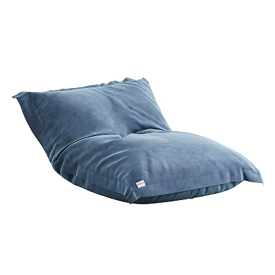 Comfortable Blue Velvet Bean Bag Chair For Cozy Modern Living Room 3d model
