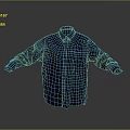 Oversized Blue Plaid Long Sleeve Collared Casual Shirt With Front Pocket
