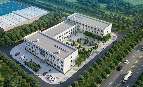 Modern Factory Building 3d model