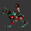 Game Movie Character Riding Green Red Mechanical Dog Mount With Star Patterns And Metal Legs