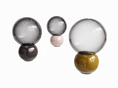 Modern Spherical Table Lamps With Dark Brown Pink Gold Bases For Home Decor 3d model