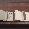 Multiple Open Vintage Notebooks With Handwritten Calligraphy And Lined Pages On Wooden Surface