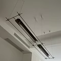 Modern Linear Pendant Light With Metal Frame Suspended From Ceiling Design 3d model