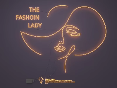 Creative Neon Light Fashion Lady Silhouette Lighting Combinations For Interior Decor 3d model