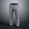 Elegant Tailored Gray Pants With Black Belt For Formal Business Attire