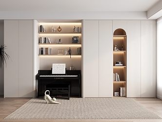 Bookcase Decorative Cabinet Piano Cabinet Piano 3d model