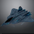 Futuristic Blue Cosmic Spaceship With Glowing Lines And Sleek Aerospace Design