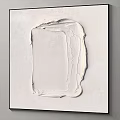 Abstract White Textured Painting On Canvas With Thick Brushstrokes And Frame