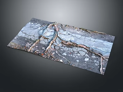 Wood and Stone Decorative Panel with Natural Root Patterns and Cracked Surface 3d model