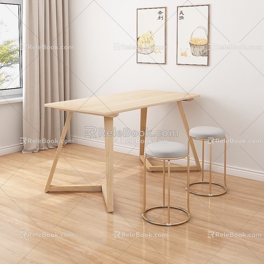 Leisure Chair Dining Table and Chair 3d model