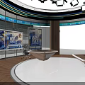 Professional News Studio With CNN Money Logo Presenters Large Screen And City Backdrop