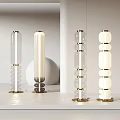 Modern Floor Lamps With Glass Columns White Shades And Gold Bases For Interior Decor