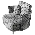 Modern Upholstered Accent Chair With Patterned Padded Cushion And Wooden Legs