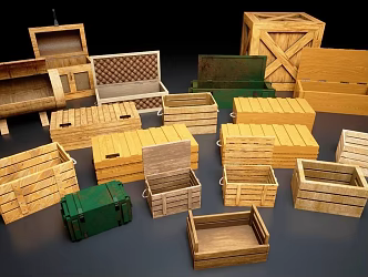 Modern box storage box cargo wooden box wooden box combination 3d model