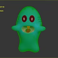 Cute Blue Cartoon Game Movie Character With Big Eyes Red Tongue And Glowing Body