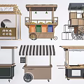 Mobile Food Carts Various Designs Portable Stalls With Wheels And Wooden Structures