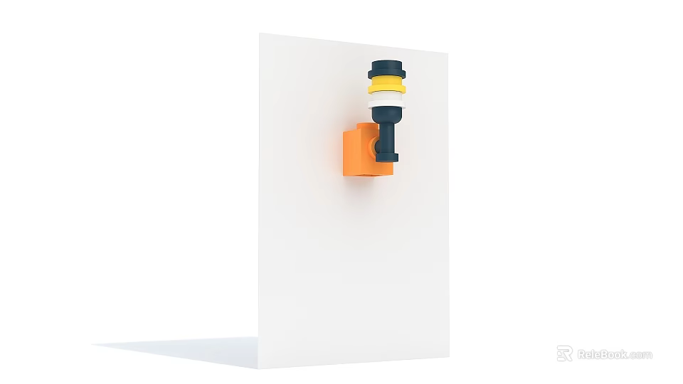 Colorful Building Blocks Creation Featuring Orange Black Yellow Sections On White Wall 3d model 