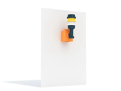Colorful Building Blocks Creation Featuring Orange Black Yellow Sections On White Wall 3d model