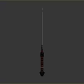 Red Decorative Sword With White Inscriptions And Black Hilt Design