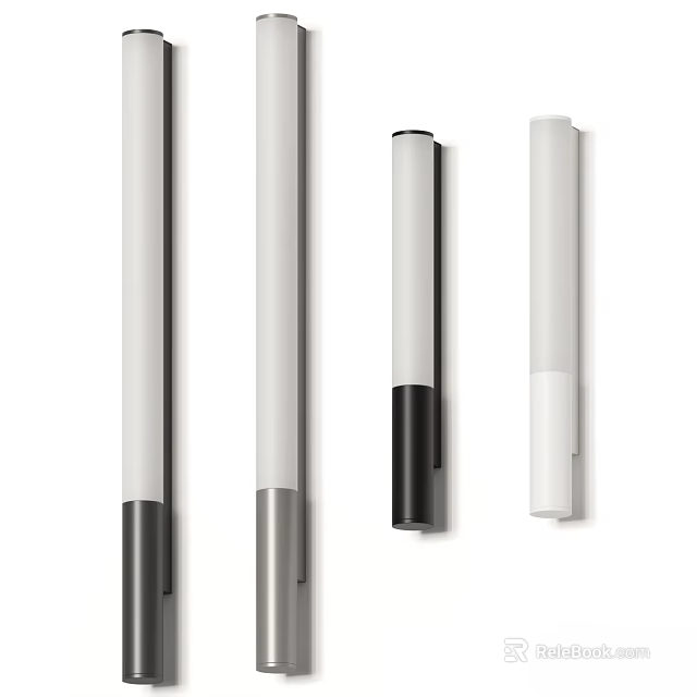 Tall Slim Cylindrical Wall Lamps In Modern Design With Black White Silver 3d model 