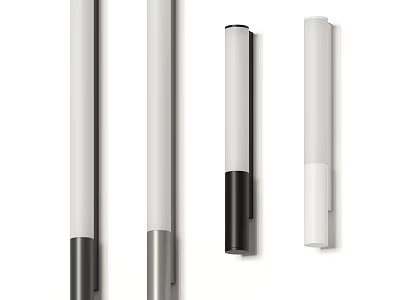 Tall Slim Cylindrical Wall Lamps In Modern Design With Black White Silver 3d model